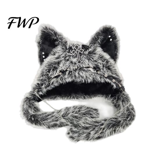 Soft Plush Animal Hat Cute Hat, Furry Cat Ear Headwear, Winter Autumn Fashion Accessory Warm Cap for Halloween Party Costume, Cosplay Accessories