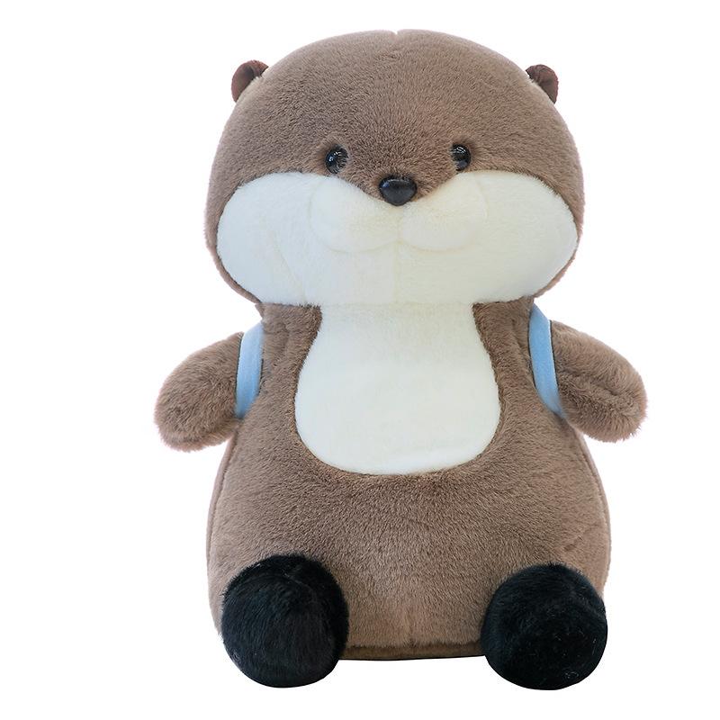 New Cute Otter Plush Doll Small Fish Backpack Plush Toy Doll Children's and Men's Birthday Gifts