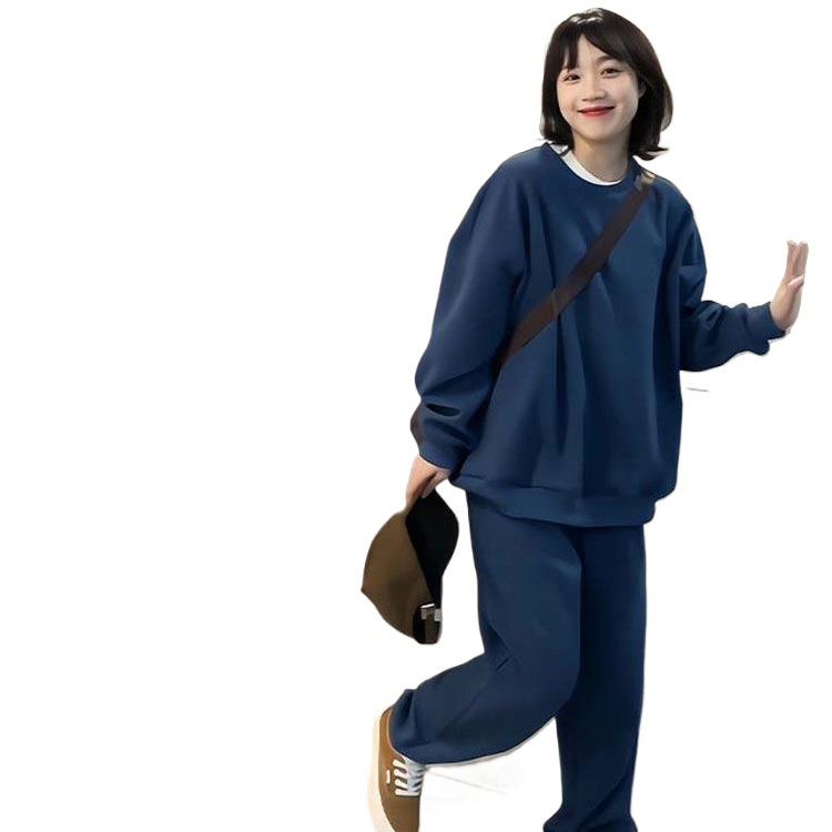 Women's Autumn/Winter Casual Sports Suit - Loose Slimming Round Neck Sweatshirt & Joggers Two-Piece Set
