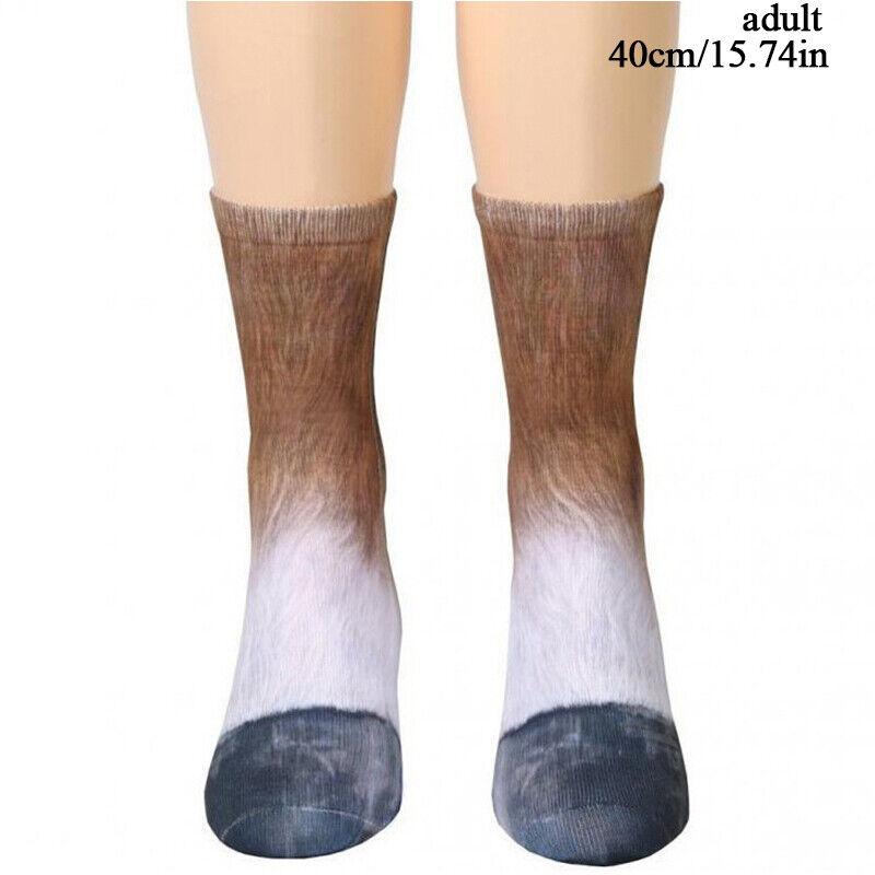 

Забавные эластичные носки унисекс для взрослых и детей, носки с 3D принтом в виде лап животных, Великобритания adult horse