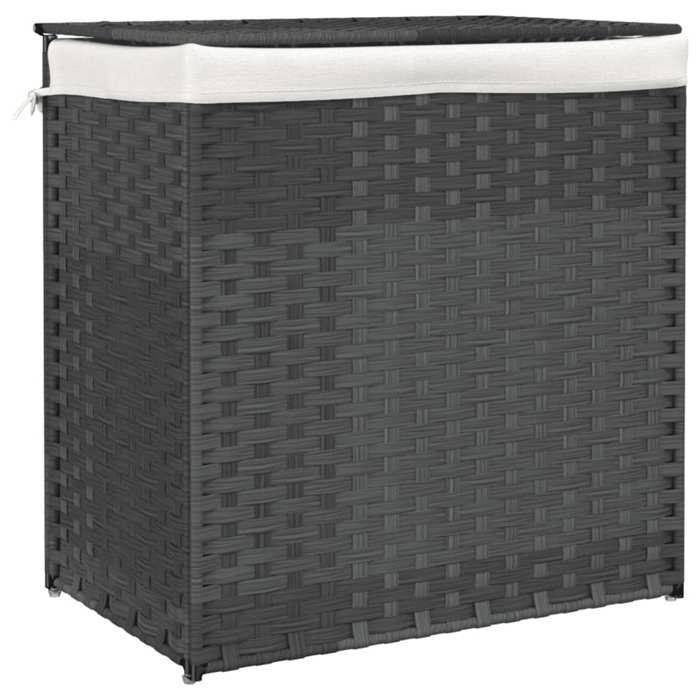 VidaXL Laundry Basket with 2 Sections Grey 53x35x57 Cm Woven Resin 372036