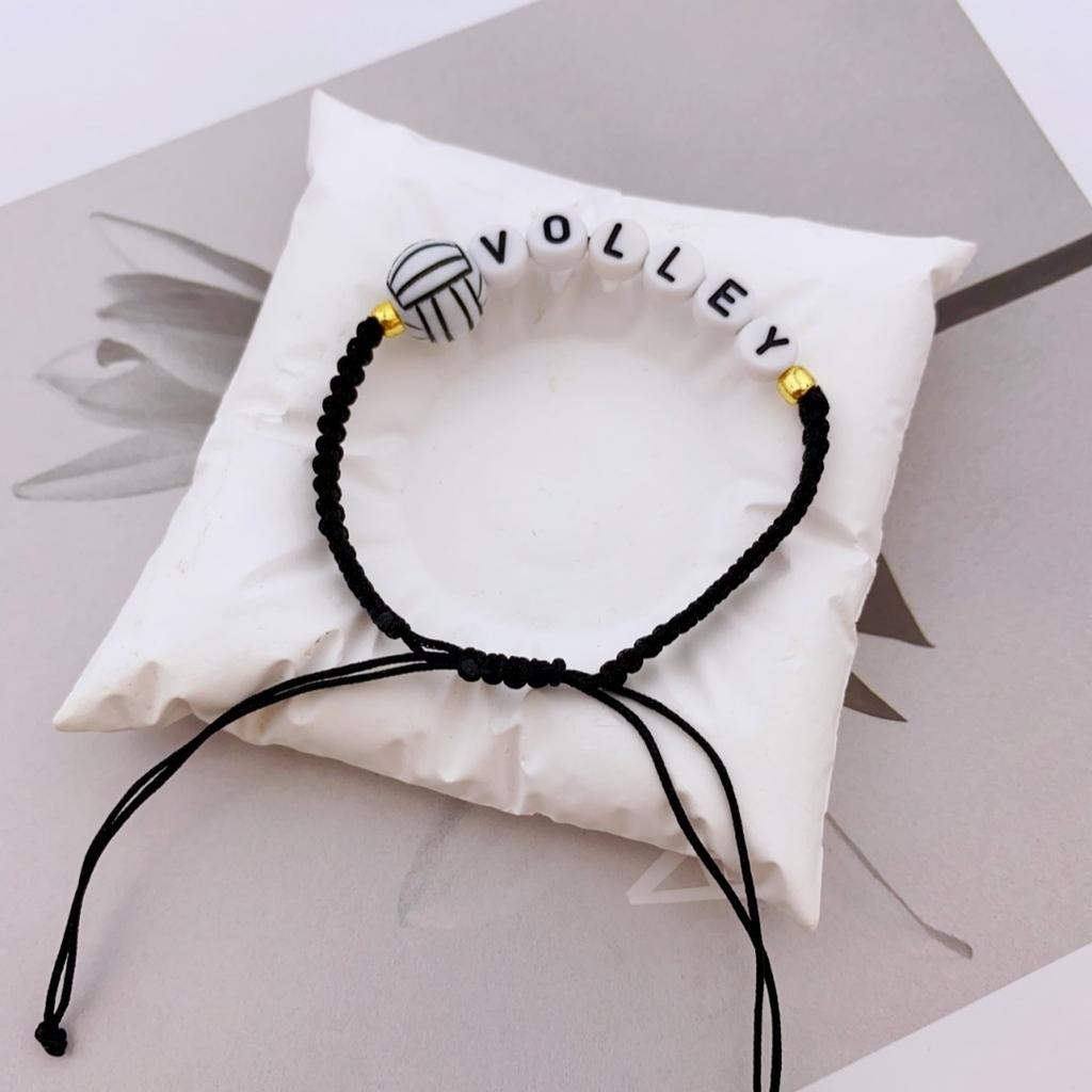 Pulsera de Cuentas Deportivas Hecha a Mano Única para Adolescentes - Voleibol, Baloncesto, Fútbol, Béisbol y Tenis Pulsera de Nudo de Cordón