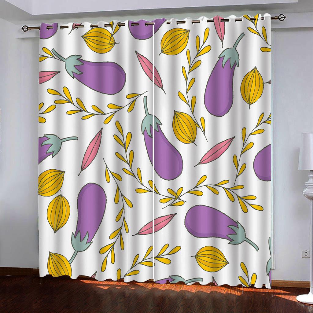 High Density Blackout Curtains Cartoon Small Objects Small Plants 3D Digital Printing Blackout Curtains