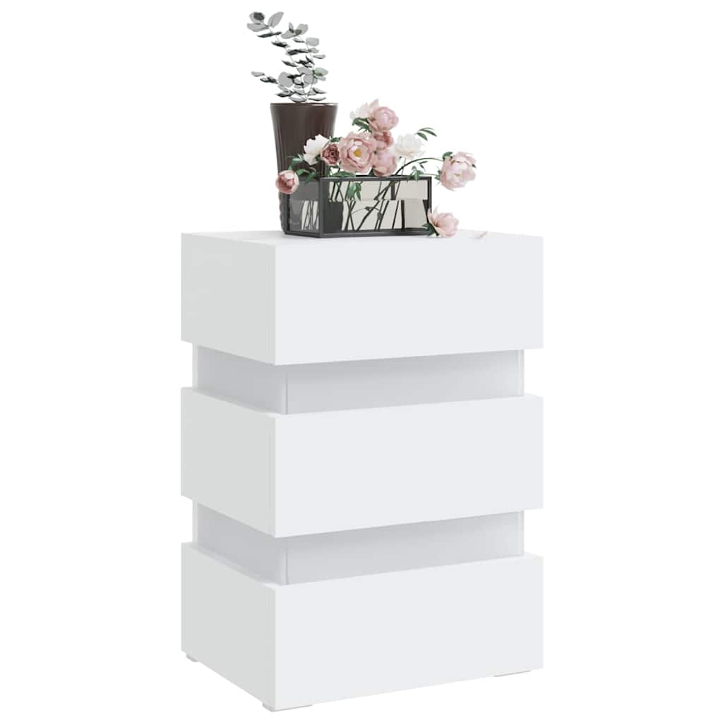 LED Nightstand White 45 x 35 x 67 cm Particleboard