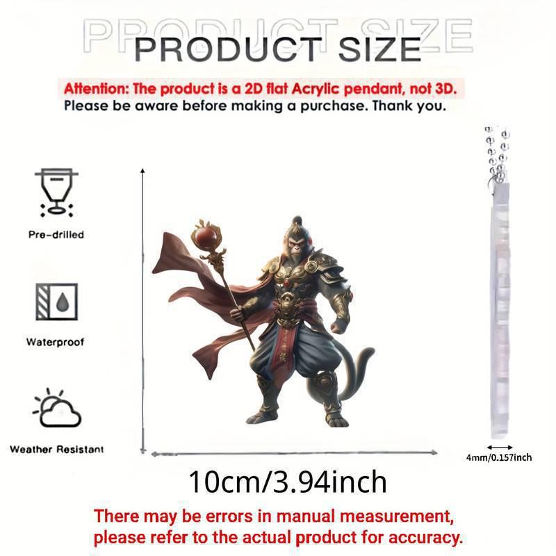 

Акриловый кулон Сунь Укун: Мультяшное подвесное украшение на зеркало заднего вида для автомобиля или домашнего декора Standard