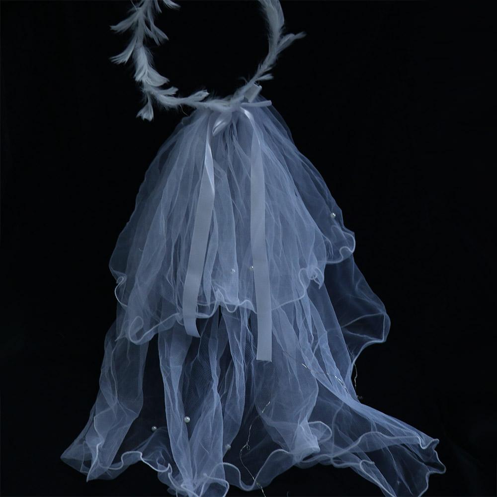 Bridesmaid White Veil Headbands Korean Bride Headwear LED Light Bride Veil Women Wedding Veil