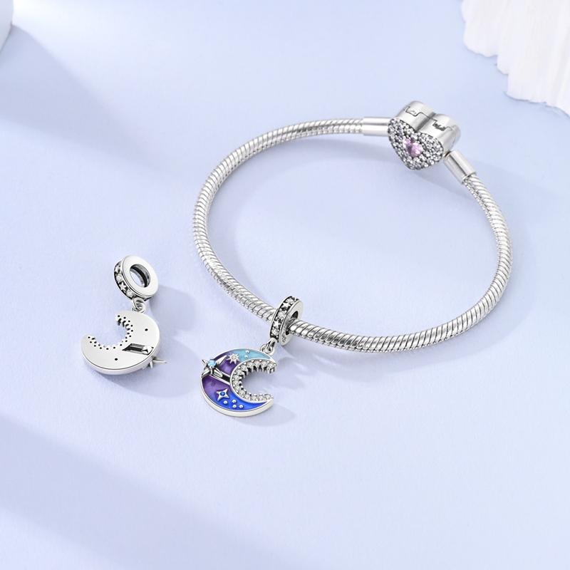 Charms Plata Mysterious Starry Sky Moon Stars Pendants Fit Original Bracelets Charms For Women Jewelry Diy Making Gifts