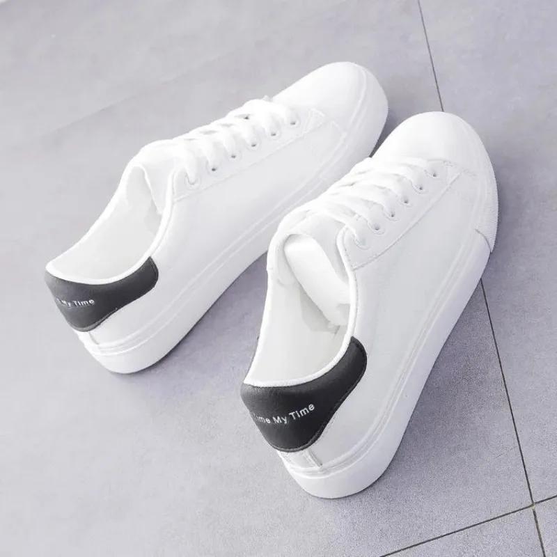 Fashion 2025 New Women Sneakers Breathble Vulcanized Shoes Pu Leather Platform Shoes White Lace Up Casual Shoes Zapatos Mujer Zapatillas