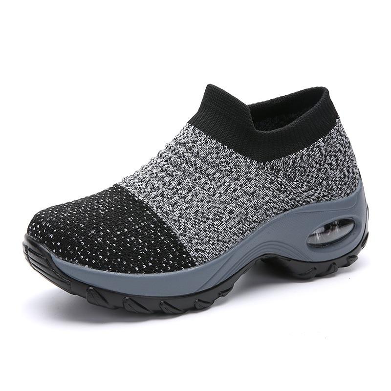 Flyknit Foot Cushion Walking Shoes Women's Soft Sole Shock-absorbing Breathable Sports Shoes Large Size Comfortable Casual Mom Shoes