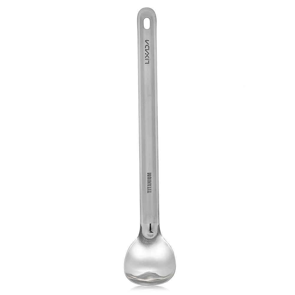 Lixada Titanium Long Handle Spoon with Polished Bowl Outdoor Portable Dinner Spoon Cutlery Camping B