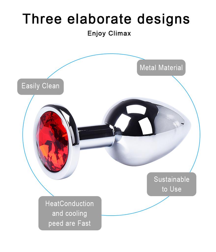 Stainless Steel Anal Plug Anus Plug Anal Bead Adults Sex Toys Metal Butt Plug With Jewelry Colorful Crystal For Women Adult Game