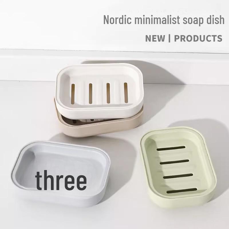 Tlustá plastová dvoupodlažní čtvercová mýdlenka v japonském stylu s víkem