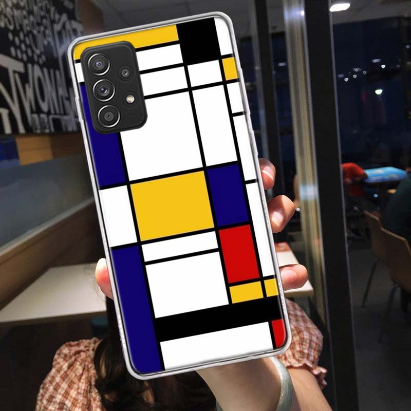 

TOPLBPCS Mondrian Grid Phone Case for Samsung A54 A57 A37 A17 A14 A15 A12 A24 A34 A55 A35 A25 A52S A07 A05S A04S A22 A32 A72 Gal Samsung A02S