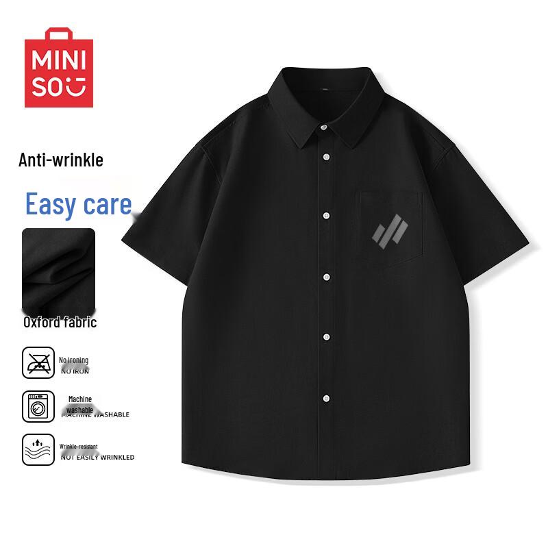 MINISO Men s Oxford Anti-Wrinkle Short Sleeve Casual Shirt 3XL