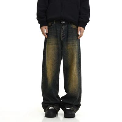Retro Distressed Washed Jeans Herren Mopping Daddy Pants Street Loose Straight Hose Frühling und Herbst