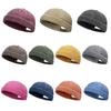 Hip Hop Hat Rolled-Cuff Harbour Hat Distressed Brimless Skull Hat Adjustable Washed Casual Hat for Outdoor Photo Props