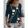 Plus Size Asymmetric Collar Long Sleeve Shirt Irregular Pattern Top Spring Summer New Women's Fashion Casual Top
