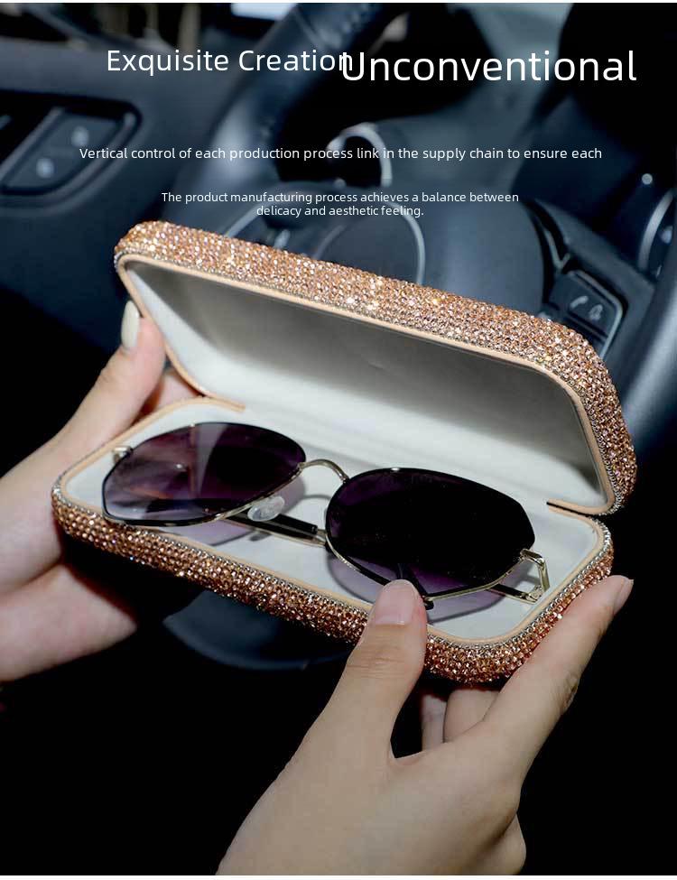 Mit Diamanten besetzte Auto-Sonnenbrillen-Aufbewahrungsbox: Tragbares und stilvolles Innenraumzubehör