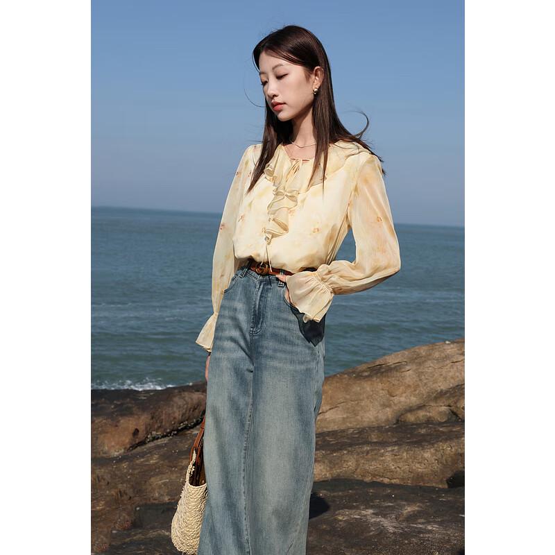 

Sancai Women s Plus Size Autumn Printed Chiffon Blouse XL