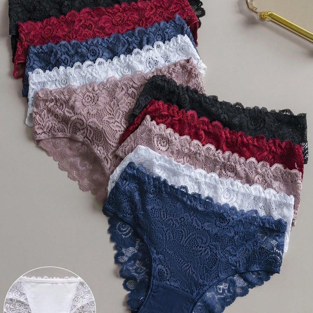 Ladies Summer Color Pure Cotton Lace Hollow Breathable Comfortable No Trace Briefs
