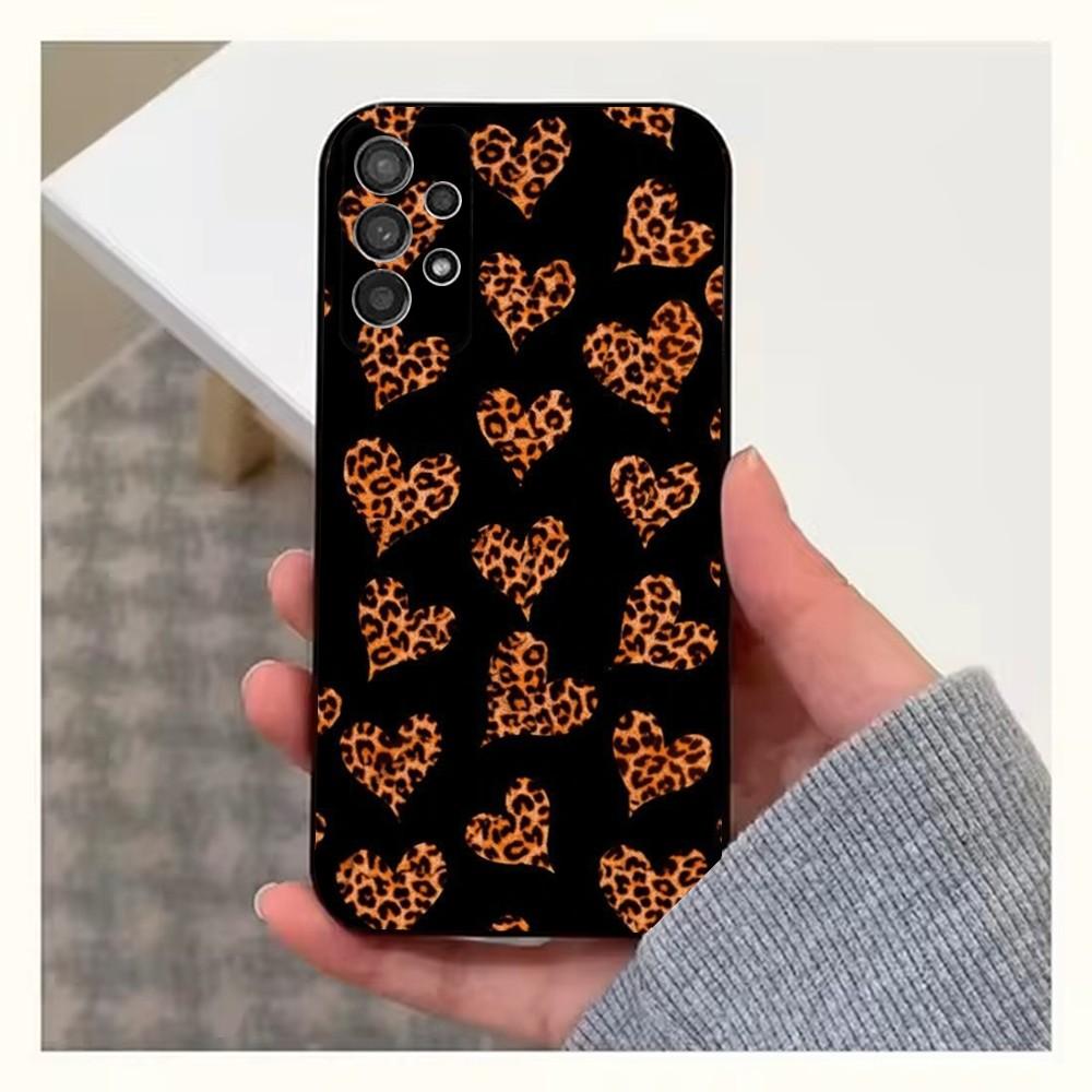 L-Leopard Print Phone Case For Samsung S25,S24,S23,S22,S20,S21,S10,Ultra,Plus,Lite,FE,Soft Silicone Black Cover