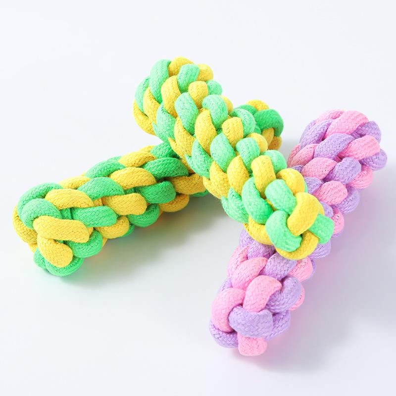 Christmas Pet Toy Cotton Rope Two-color Dog Bite Rope Woven Twist Stick 18CM Dog Corn On the Cob Grinding Toy