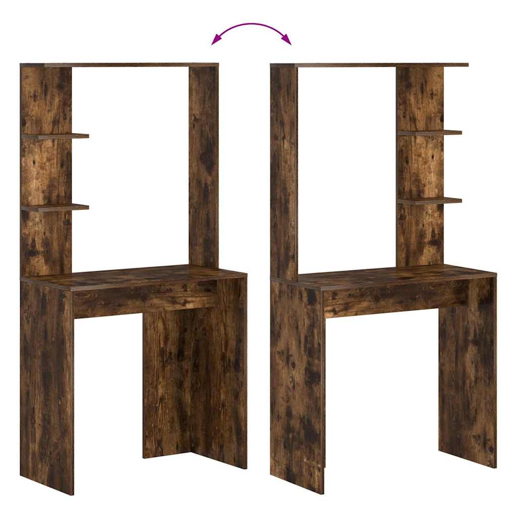 Desk with Shelf Smoked Oak Finish 78.5 x 37 x 154.5 cm