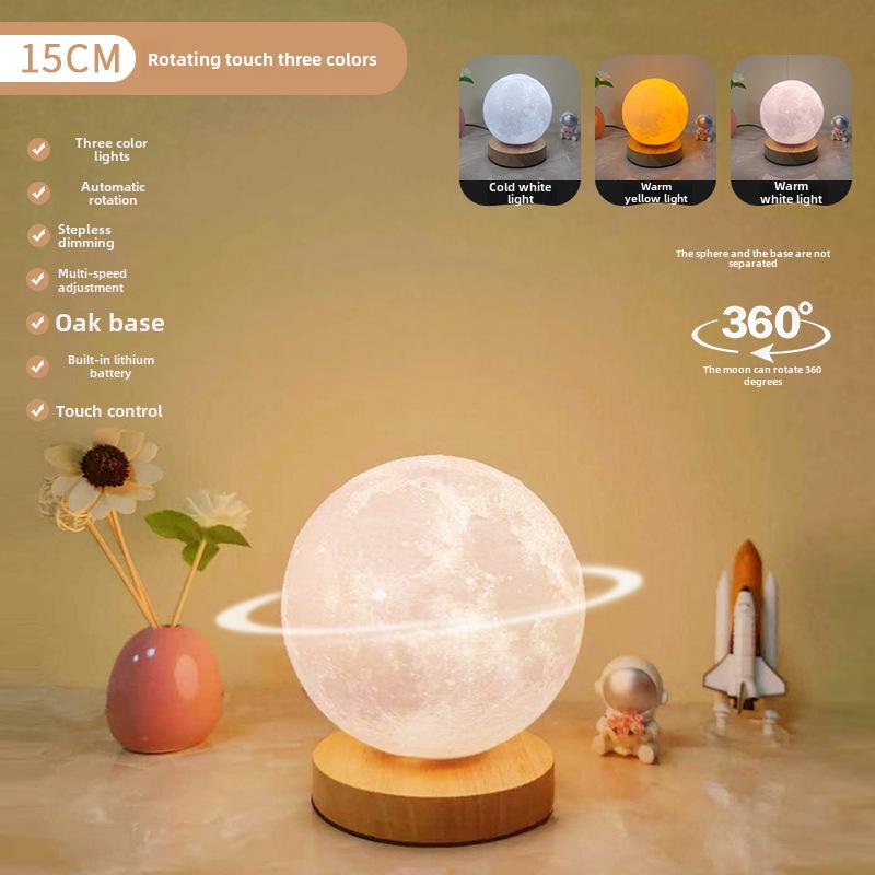 Rotating Moon Lamp Night Light—Creative Bedside Atmosphere Lamp for Bedroom or Desk