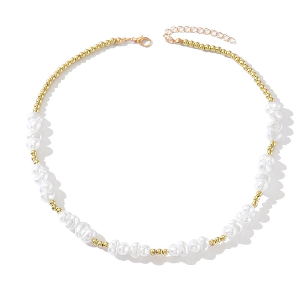Irregular imitation pearl necklace European and American jewelry retro light luxury high sense stacked collarbone chain jewelry