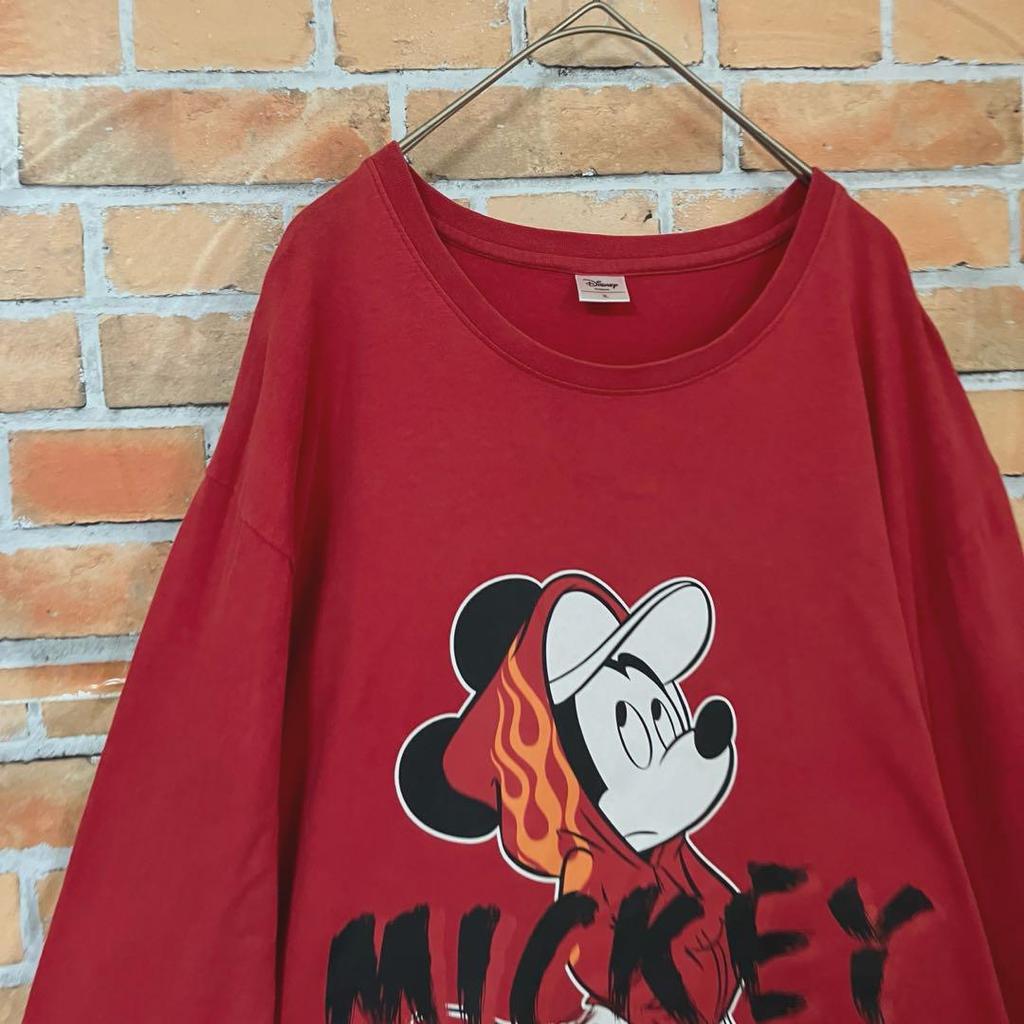 [USED] Disney Mickey Mouse Fire Pattern Street Long Sleeve T-Shirt