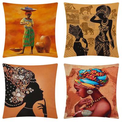 New African Woman Linen Pillow Cover Car Pillow Home Sofa Back Linen Style