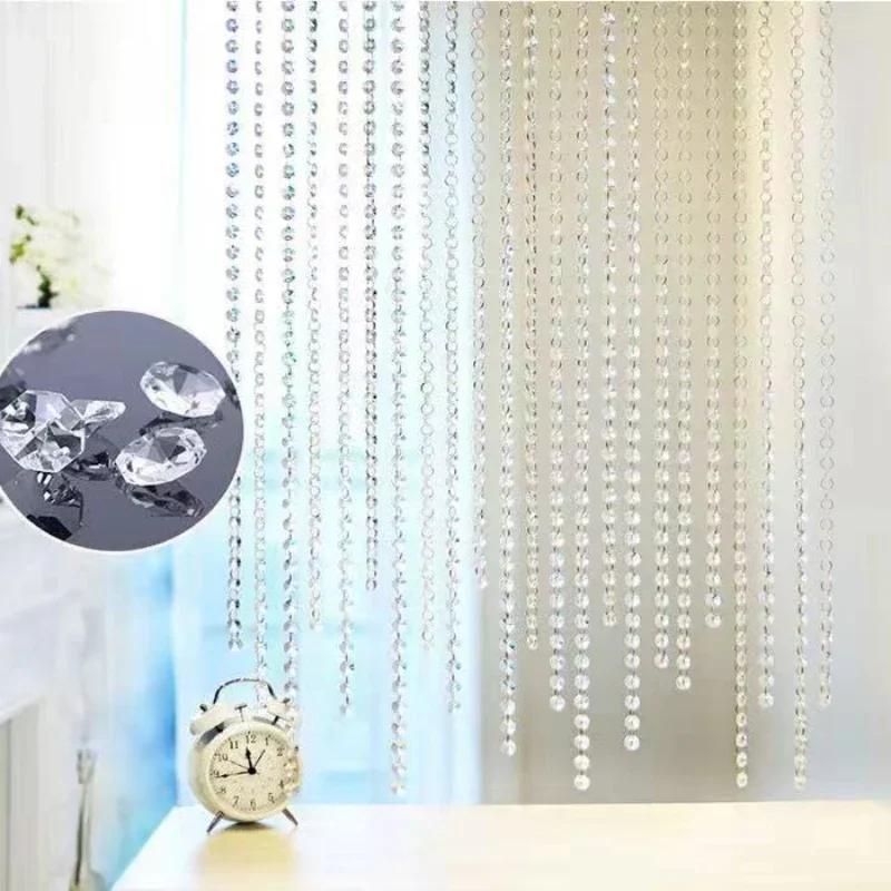 1M/3M Transparent Acrylic Crystal Window Christmas Party Decoration Garland Curtain Pendant Romantic Wedding Decoration