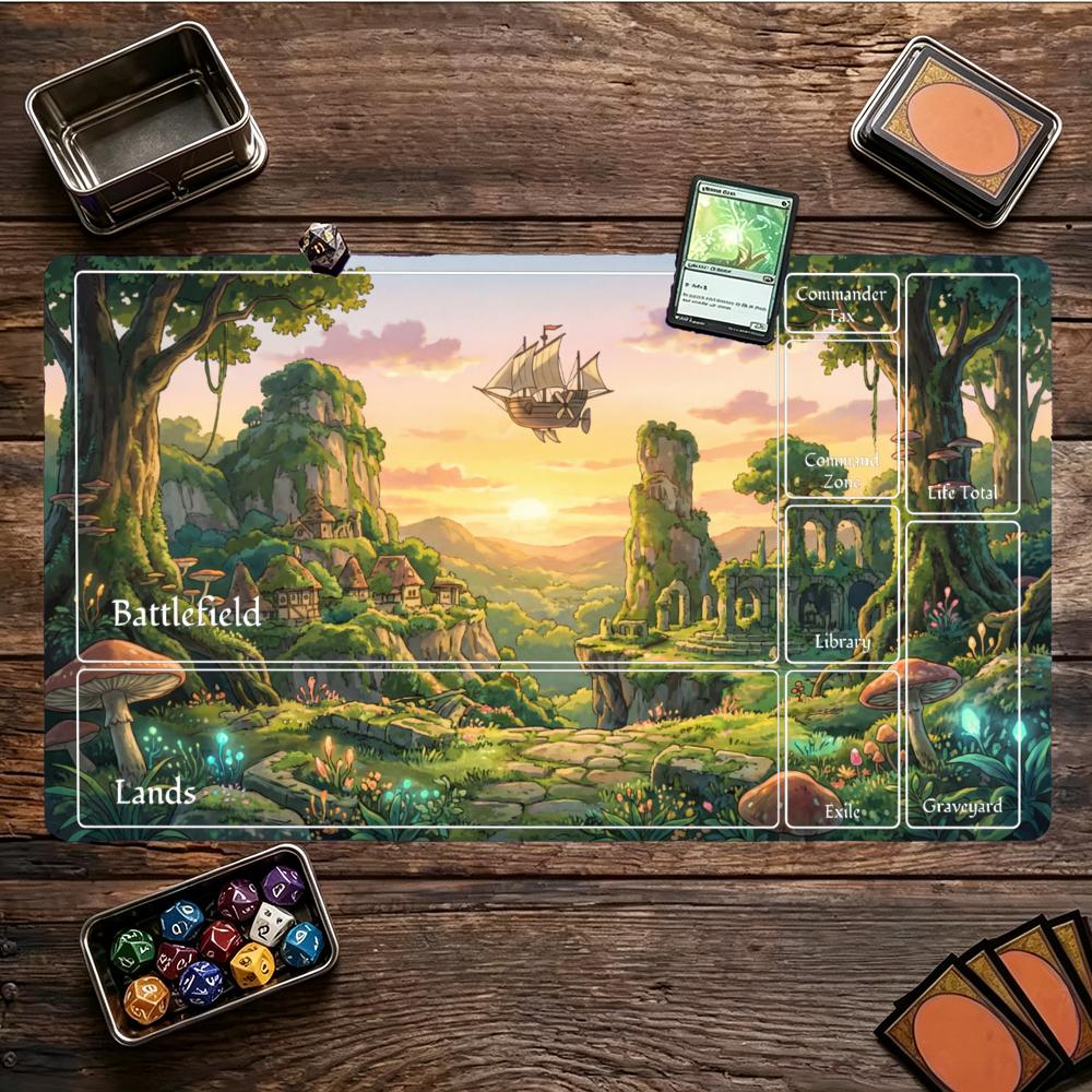 Magic Fairy Tale Airshipthemed Mouse Pad Playmat 24x14 Mtg Tcg Office Desk Mat For Work Game Pc Laptop Rug Carpet Mousepad