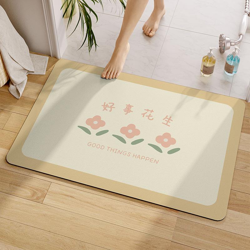 Small Fresh Household Absorbent Mat Bathroom Floor Mat Cartoon Toilet Mouth Absorbent Foot Mat Toilet Non slip Mat Quick Dry
