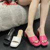Aphixta Plus Size 45 46 Cool 7cm Chunky Heels Platform Women Flip Flops Summer Peep Toe Slides White Baby Pink Shoes