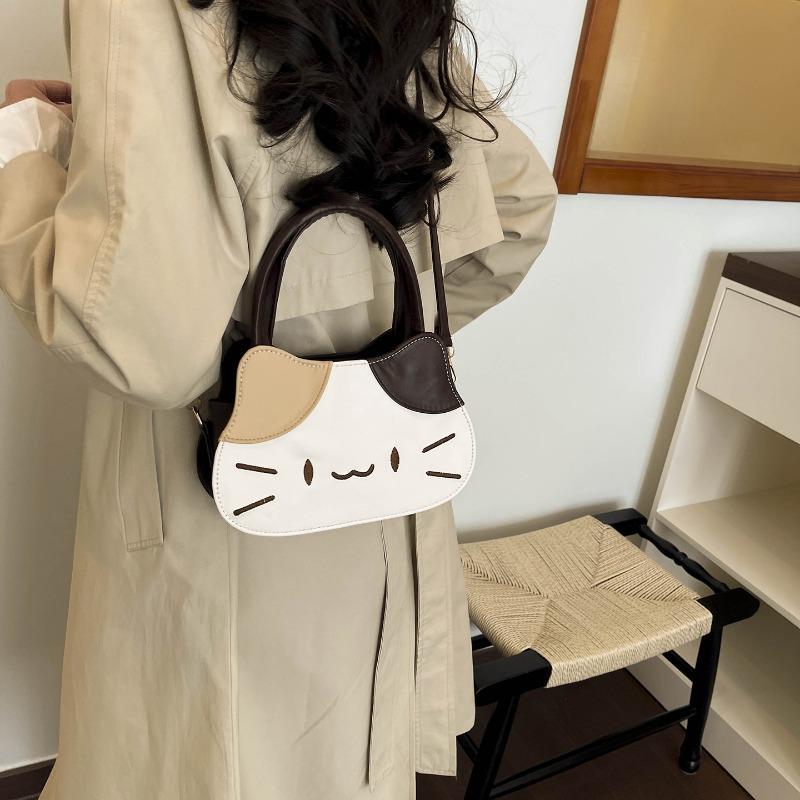 New Kitty Summer Black Leather Retro Versatile Handbag Female Cute Fashion Mini Shoulder Messenger Bag
