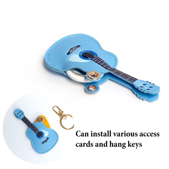 Keychain Pendant Musical Style Faux Leather Guitar Charm Keyring Access Card Holder Schoolbag Key Pendant Keychain Accessories