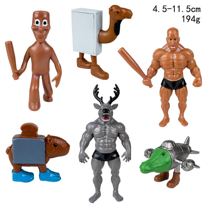 Tung Tung Sahur Conjunto de Figuras de Anime 3D Monstro Híbrido Criativo Brinquedo Modelo Decoração Presente para Crianças Estátua Miniatura de PVC Colecionável