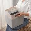 Large Capacity Linen Fabric Storage Basket Side Handles Toys Sorting Box  Desktop