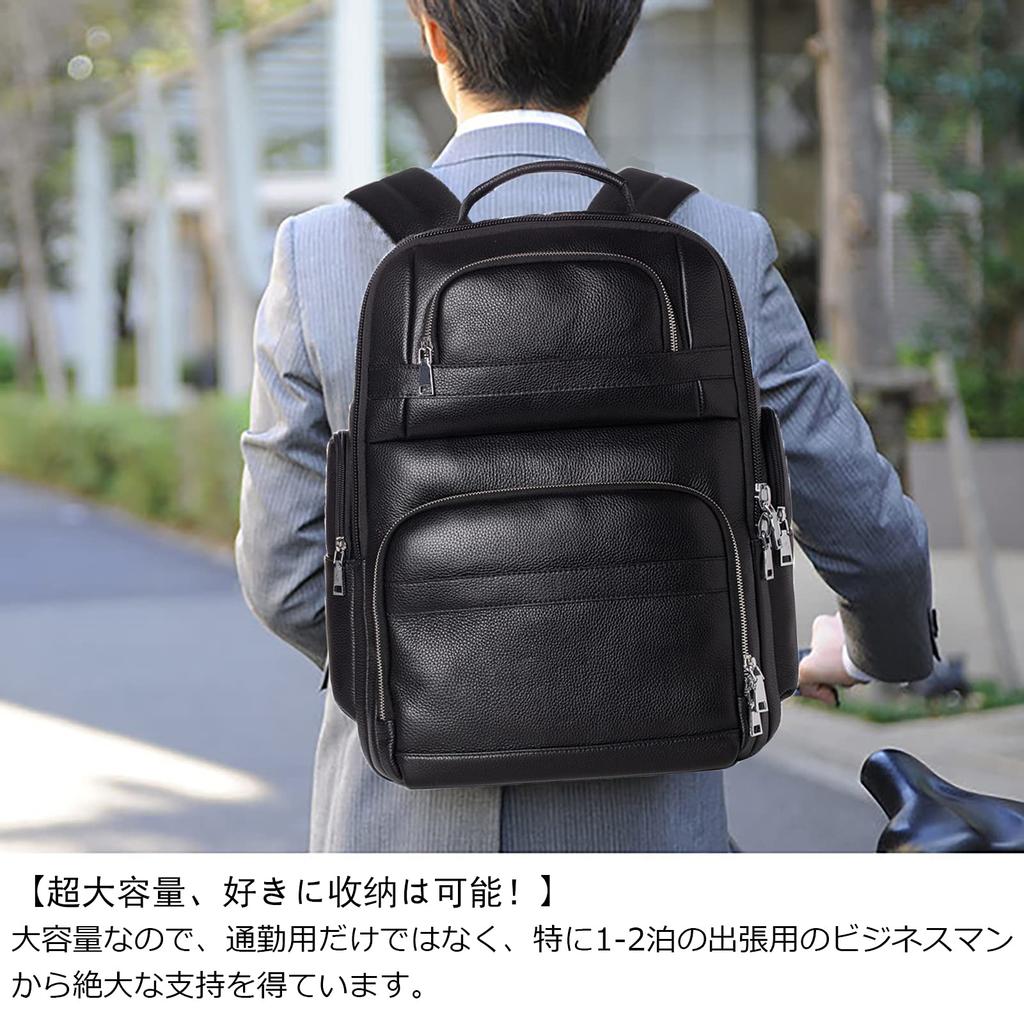 Ariga Herren Rucksack aus echtem Leder, passend für 17-Zoll-Laptop, A4-Format, großes Fassungsvermögen, multifunktional, beliebter Business-Rucksack für den Weg zur Arbeit,