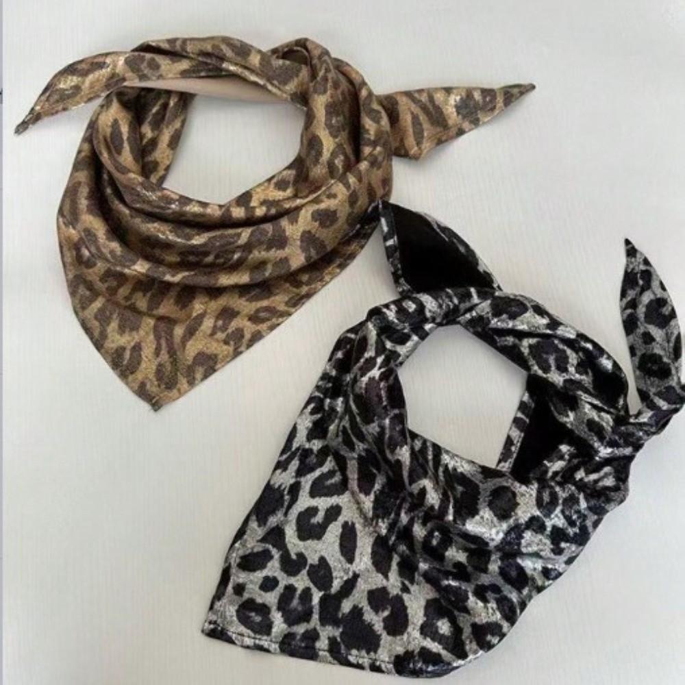 Weiches Wickel-Haartuch mit Leopardenmuster Hip-Hop Punk Bandana Kopfbedeckung Dreieckiges Kopftuch Streetwear