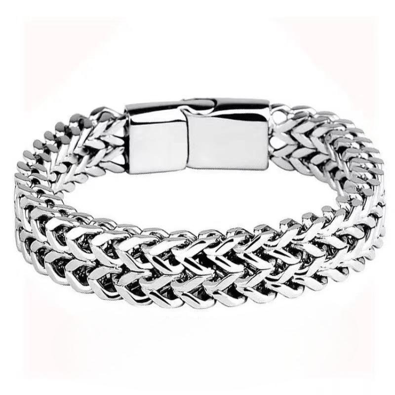 

Hip-hop Stainless Steel Reversible Men s Bracelet - Simple, Powerful, Punk Style, High-end, Cuban Bracelet, Trendy 4*8 19 centimeters