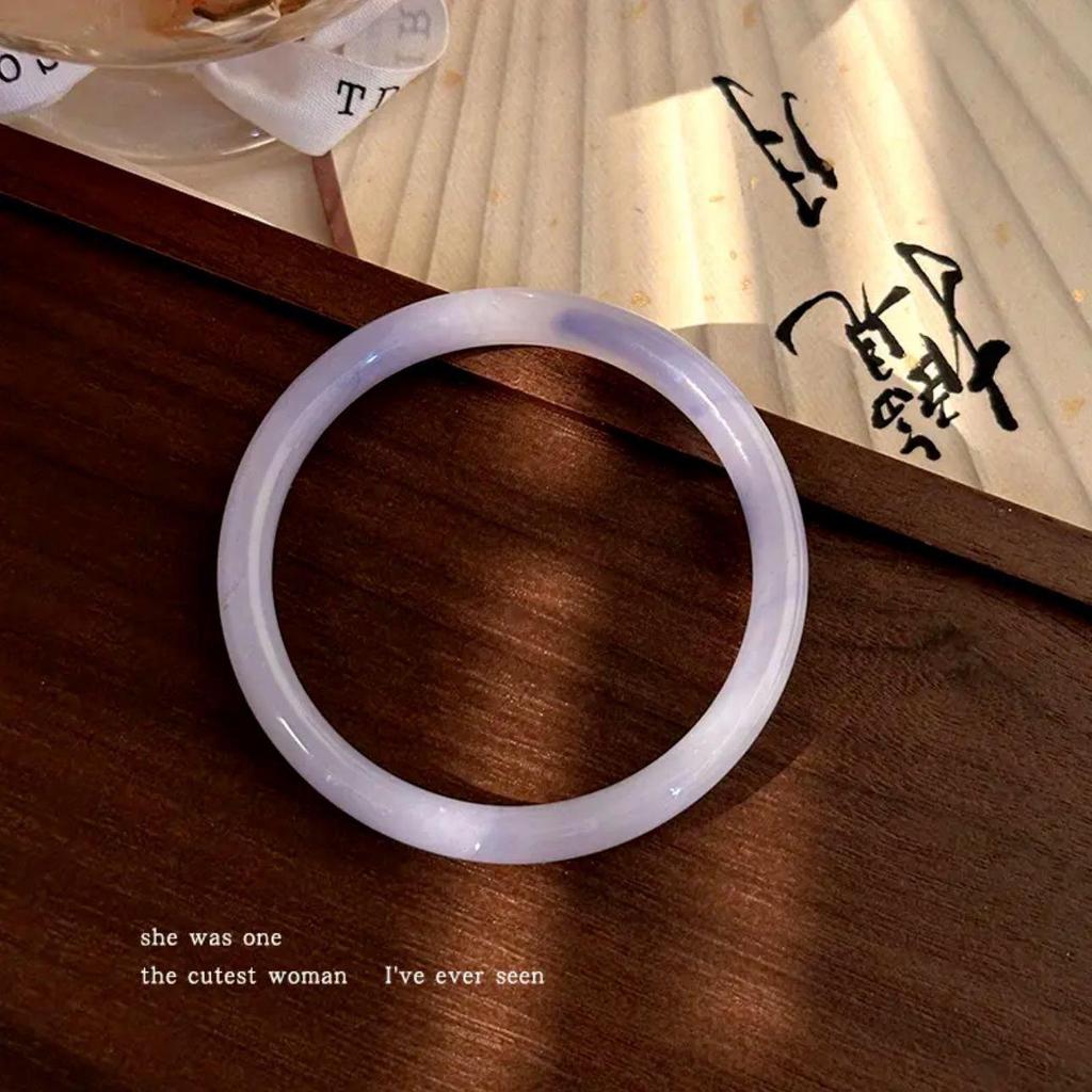 12mm White Moonlight Round Bar Thick Bracelet - New Chinese Style Cheongsam Accessory, Noble Concubine National Style.