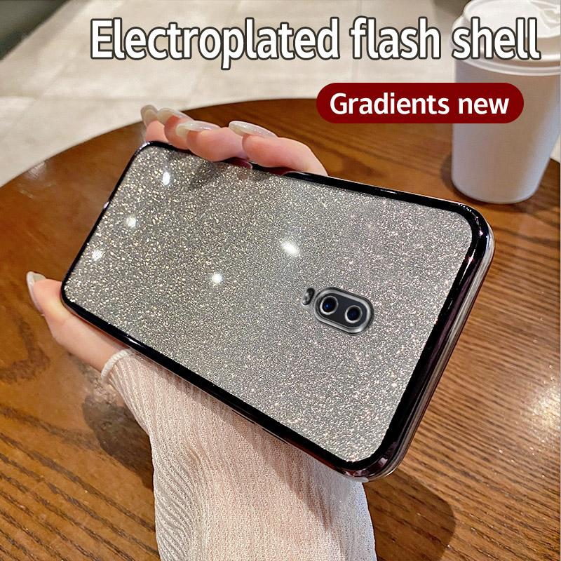 For OPPO Reno Case OPPO Reno Phone Case Shiny Glitter Plating Silicone Camera Lens Soft Back Cover