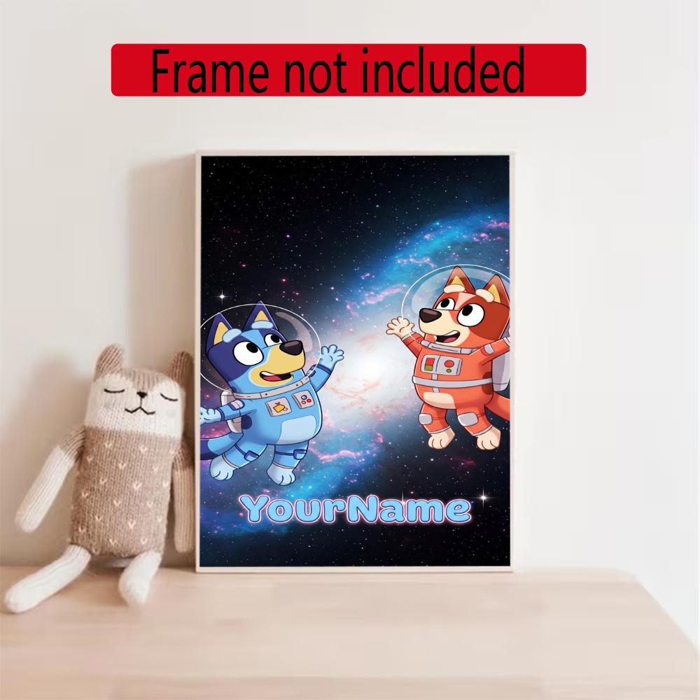 Bluey Customize Your Name Diamond Painting Round Diamond Diy Frameless Holiday Artwork Suitable For Home Office Wall Decoration