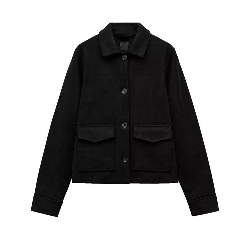 Spring New Arrival Retro Work Clothing Loose Suede Texture Effect Long Sleeves Lapel Jacket 4344622