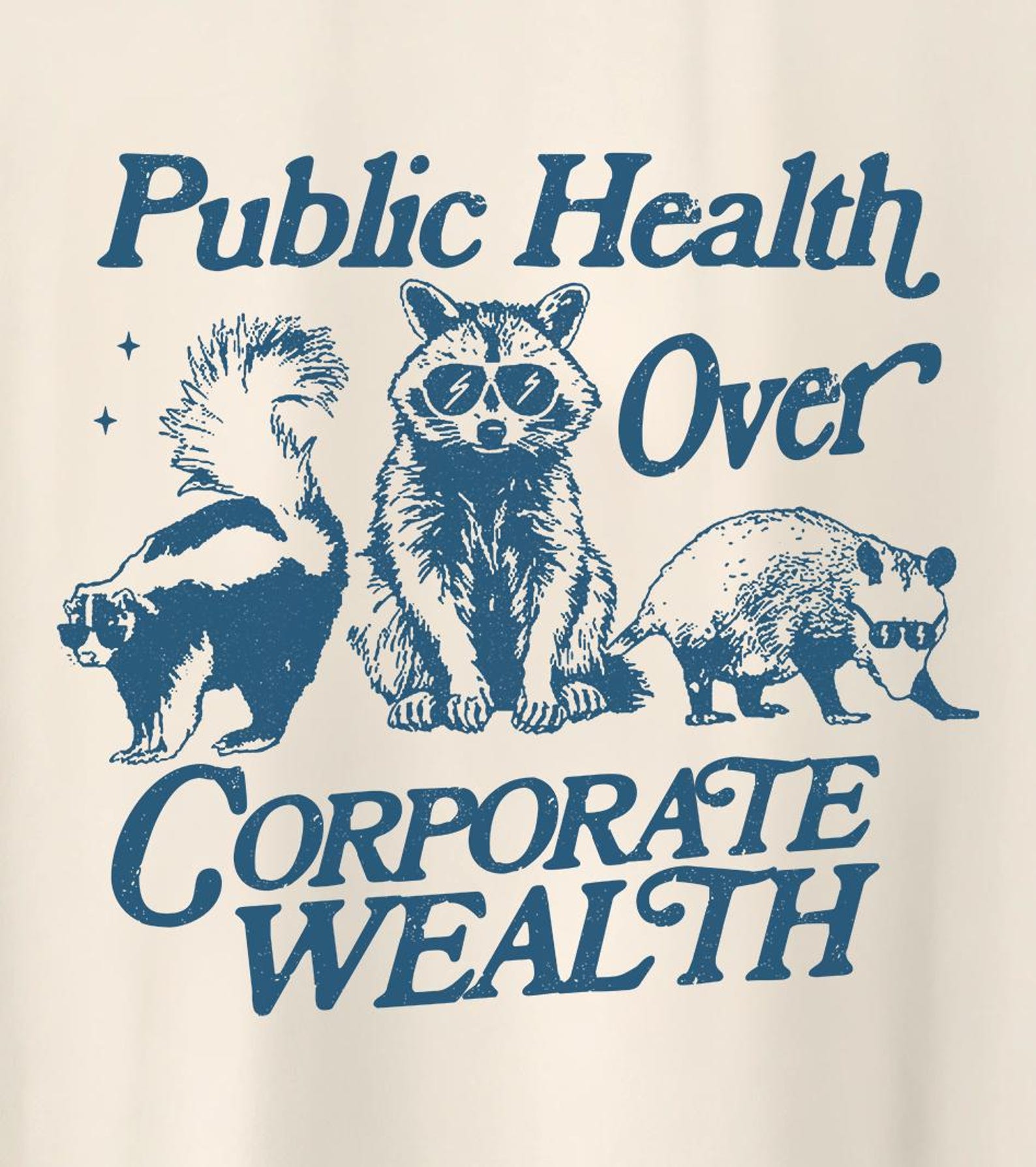 Public Health Over Corporate Wealth Shirt, Funny Racoon Possum Shirt, Social Justice Anti Oligarchy Activism Anti Fascism T-Shirt L