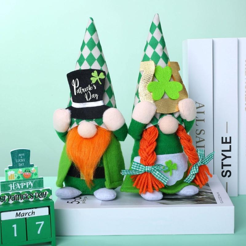 Patricks Day Decoration,Patricks Day Plush Gnomes Handmade Tomte Patricks Day Decorations for Home Office Table Ornament
