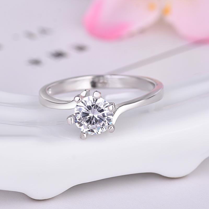 Popular Six-Prong Austrian Crystal Zircon Ring - Elegant Zircon Diamond Gift for Women