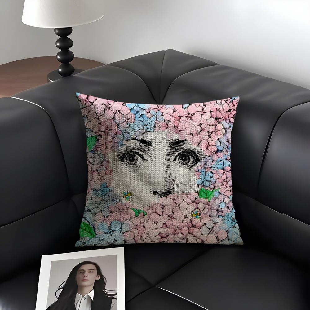 Abstract Women Simple Art Cushion Cover Natural Linen Organic Fabric DoubleSided Printing Sofa Home Decor Gift Pillow Case
